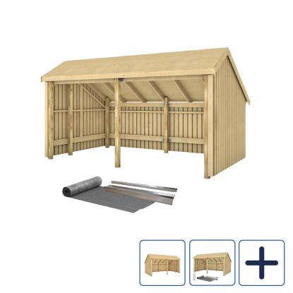 PLUS Multi havehus i 2 moduler med åben front, natur/nåletræ, 10,5 m²