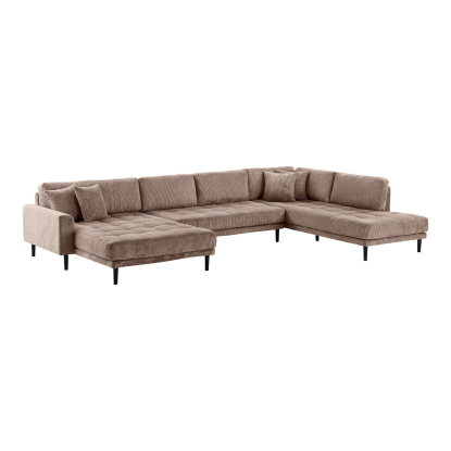 Lido venstrevendt U-sofa med åben ende, brun