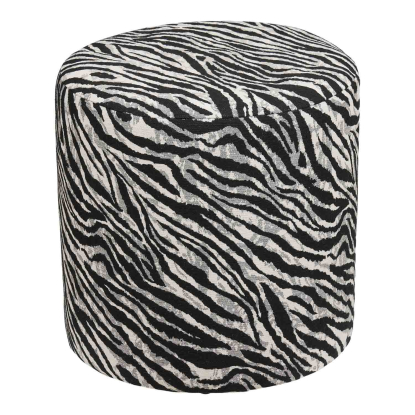Kimberley puf, jacquard, sort/hvid, Ø40 cm