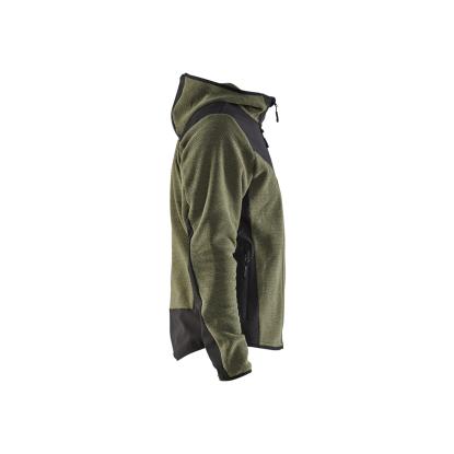 Blåkläder 5940 strikket jakke med softshell, efterårsgrøn/sort
