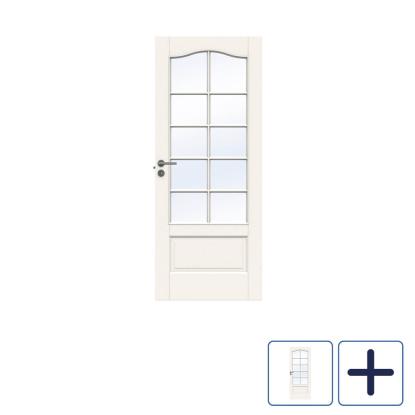 Swedoor Advance-line Craft SP10B massiv fyldningsdør med glas, 40 mm, hvid - 204 cm høj