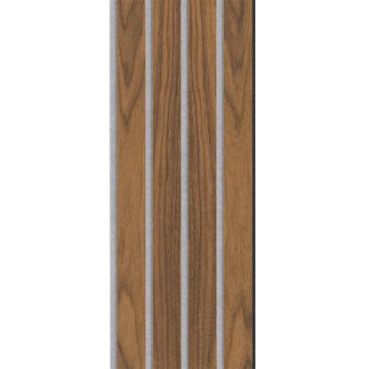 I-Wood Basic 4-lamel akustikpanel, klar olieret, grå filt og sort kerne, valnøddefiner, 17 x 300 mm 