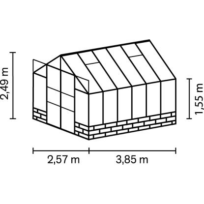 Vitavia Cassandra 9900 drivhus, sort, 9,9 m², 3 mm hærdet glas, inkl. cresting