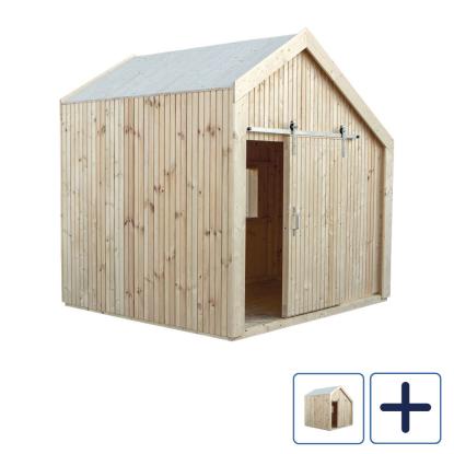 PLUS Cozy legehus med bænk, ubehandlet, natur/nåletræ