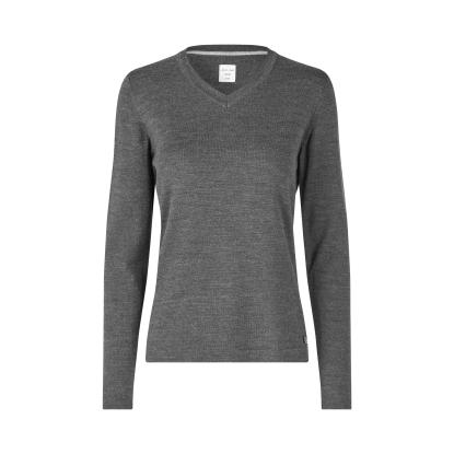 Seven Seas S671 The knit pullover med v-hals, dame, mørk grå melange