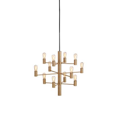 Herstal Manola LED lysekrone, 12 x E14, dæmpbar, satin messing