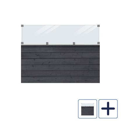 PLUS Klink profilhegn med glas, PEFC, sort/nåletræ
