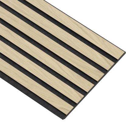 I-Wood Basic Original akustikpanel, ubehandlet natur, sort filt og sort kerne, egefiner, 17 x 300 mm 