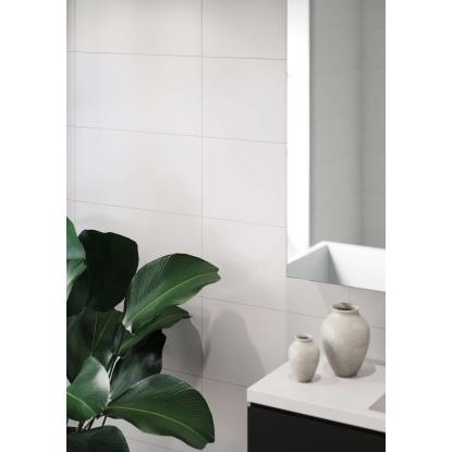 Fibo Colour vådrumspanel med 60 x 30 cm fliselook, 10 x 600 x 2400 mm, white silk