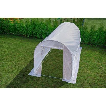 Drivhus med 6 myggenetvinduer, hvid, 4,5 x 2 x 2 meter - 9 m²