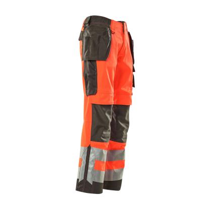 MASCOT SAFE SUPREME Wigan arbejdsbukser med hængelommer, hi-vis rød/mørk antracit