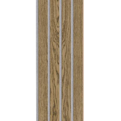 I-Wood Basic 4-lamel akustikpanel, mørkebrun olieret, grå filt og lys kerne, egefiner, 16 x 300 mm 