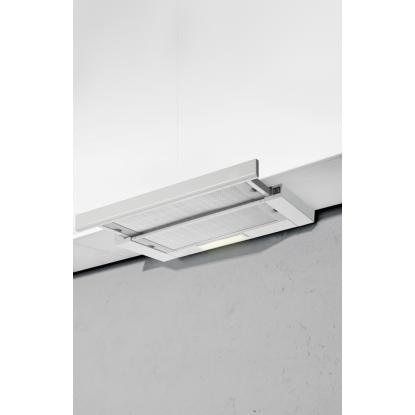 Silverline SL1152 V5 Crystal skabsintegreret emhætte, aftræk højre, hvid/rustfri front, 60 cm