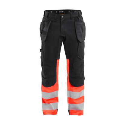 Blåkläder 1558 high vis buks med stretch, sort/hi-vis rød