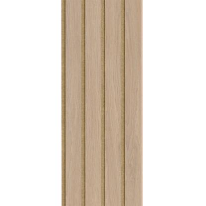 I-Wood Medio+ 4-lamel akustikpanel, ubehandlet natur, brun filt og lys kerne, egefiner, 16 x 300 mm