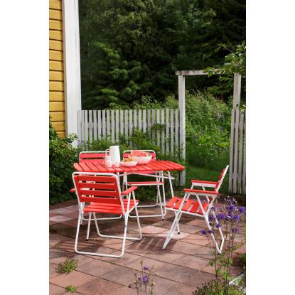 Varax Retro cafébord, sammenklappelig, buet, hvid/rød - 74 x 120 cm