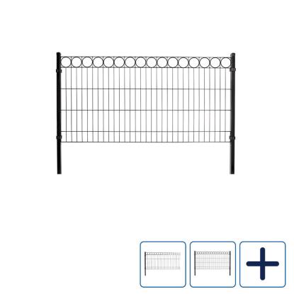 HORTUS panelhegnspakke med deko "O", sort/jern, 100 x 200 x 4 cm