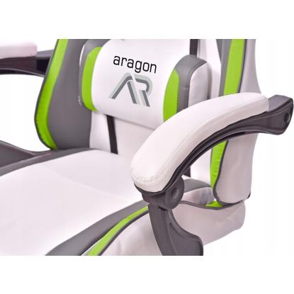 Gamestol, ergonomisk, læder, hvid/grå/lime