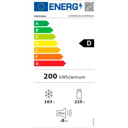 Electrolux LNT6MD32K fritstående kølefryseskab, 225 + 103 liter