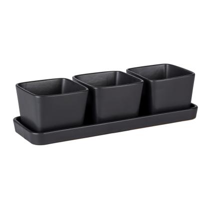 WENKO Kitchen Snack & Dip sæt med bakke og 3 x 300 ml skåle, sort