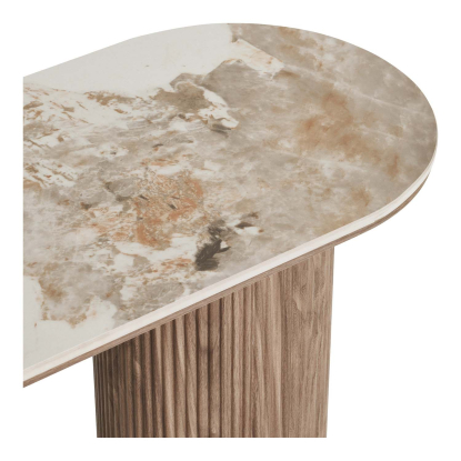Athens konsolbord med keramisk bordplade, hvid/brun, 120 cm