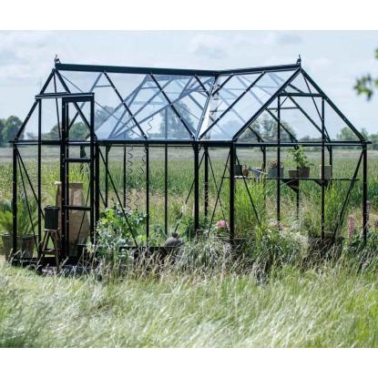 Halls Icon Gardenhouse 6 drivhus 8,6 m², sort, 3 mm hærdet glas