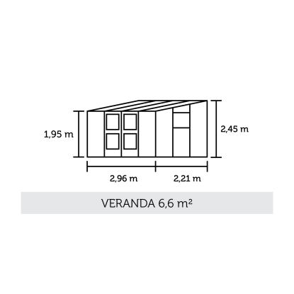 Juliana Veranda vægdrivhus 6,6 m², antracit/sort, 3 mm hærdet glas