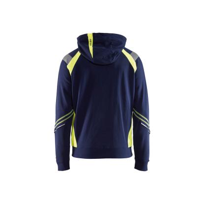 Blåkläder 3433 hættetrøje full zip, marineblå/hi-vis gul