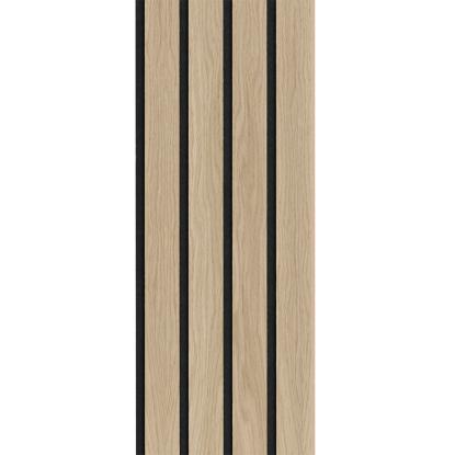 I-Wood Basic 4-lamel akustikpanel, hvid olieret, sort filt og lys kerne, egefiner, 16 x 300 mm 
