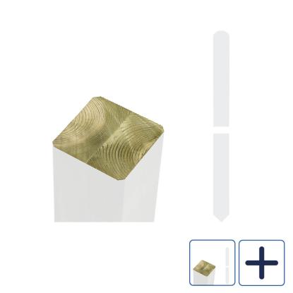 PLUS omlimet stolpe med spids ende, hvid/fyr - 7 x 7 cm