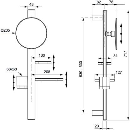 Ideal Standard Alu+ spejl med hylder, sølv, Ø20,5 cm