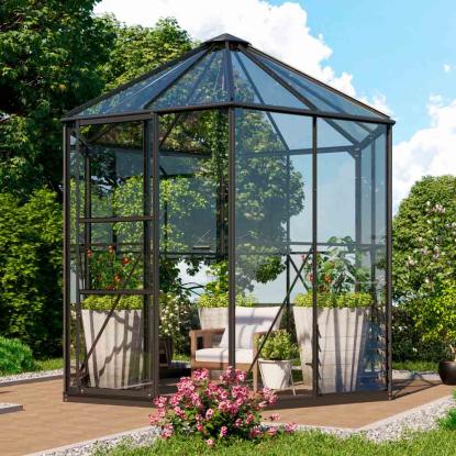 Vitavia Hera 4500 drivhus, sort, 4,5 m², 3 mm hærdet glas
