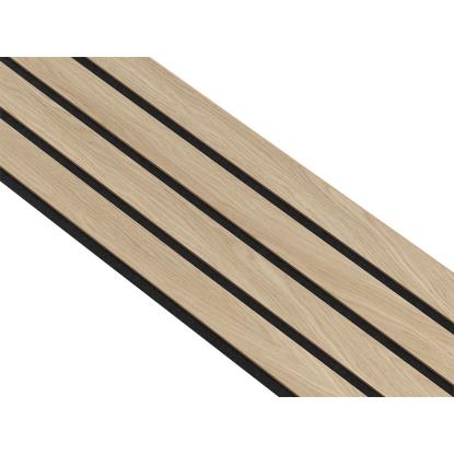 I-Wood Basic 4-lamel akustikpanel, hvid olieret, sort filt og lys kerne, egefiner, 16 x 300 mm 