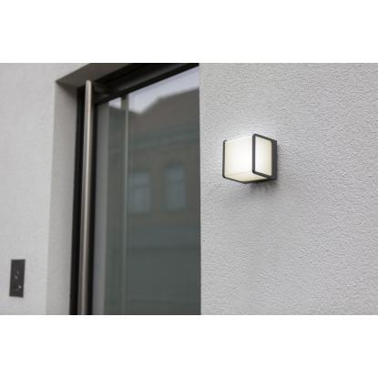 LUTEC DOBLO udendørs LED væglampe, 11 x 11 cm, 3000K, IP54, mørk grå