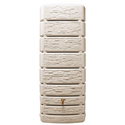 4Rain Slim Stone Decor regnvandstønde med hane, vægmodel, sandbeige - 500 liter