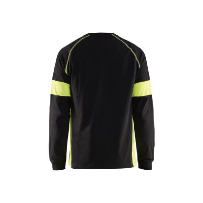 Blåkläder 3520 t-shirt lang ærme, sort/hi-vis gul