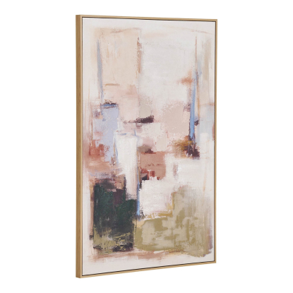 Inez canvastryk med håndmalede detaljer, sandbeige, 100 x 150 cm