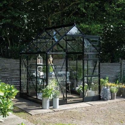 Halls Icon 6 drivhus 3,7 m², sort, 3 mm glas