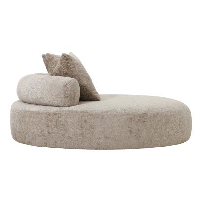 Daybed med 2 puder i chenille, rund, natur