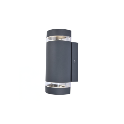 LUTEC FOCUS rund udendørs væglampe med sensor, 2 lyskilder, up/down, 23,5 cm, GU10, mørk grå