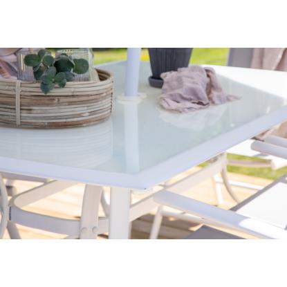 Venture Design Brekki havebordssæt med parasol, grå/hvid