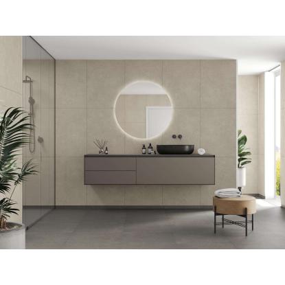 Fibo Cement vådrumspanel med 60 x 80 cm fliselook, 10 x 600 x 2400 mm, rough cement gem stone