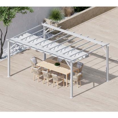 Paragon Outdoor Florenz 1116 pergola, aluminium, hvid, hvidt tekstil, 236 x 505 x 350 cm