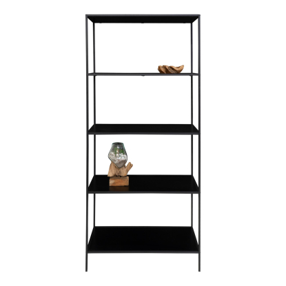Vita reol med fem hylder, sort, 80 cm
