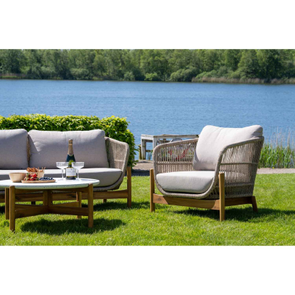 Terracina loungestol med hynde, akacie, beige