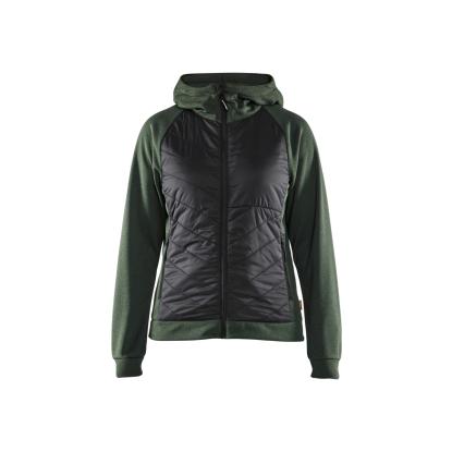 Blåkläder 3464 dame hybrid sweatshirt, efterårsgrøn/sort