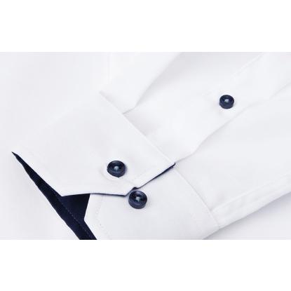 Seven Seas S370 Fine Twill Contrast skjorte, modern, hvid