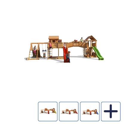 Fungoo Maxi Spider Land legetårn med klatrevægge, legehus, reb og 2 rutsjebaner