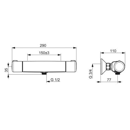 Oras Nova brusearmatur, 1/2" afgang, mat sort