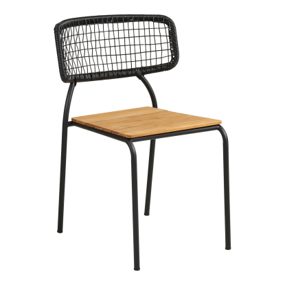 Nashville havestol, teak/polyrattan, sort